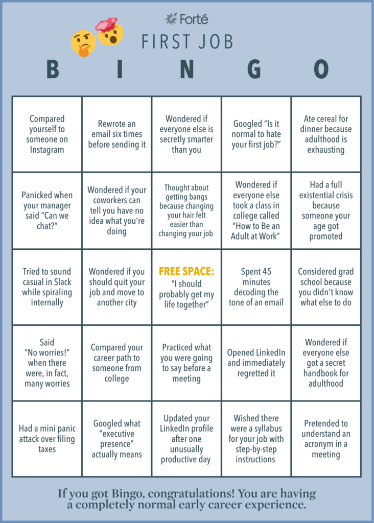 First Job Bingo