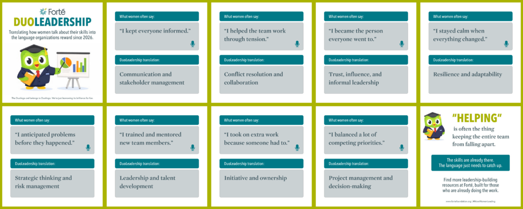 Translating how women talk about their skills into the language organizations reward since 2026.